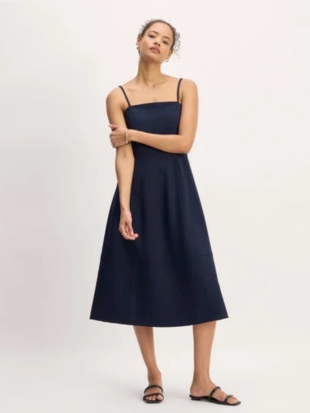 Everlane The Dream Everywhere Navy Midi Dress Size Medium NWOT